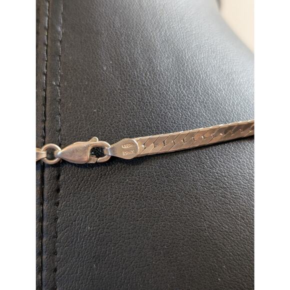VTG 925 Italy Sterling Silver 4mm Herringbone 20" Chain W/ Lobster Claw Clasp - Picture 5 of 7